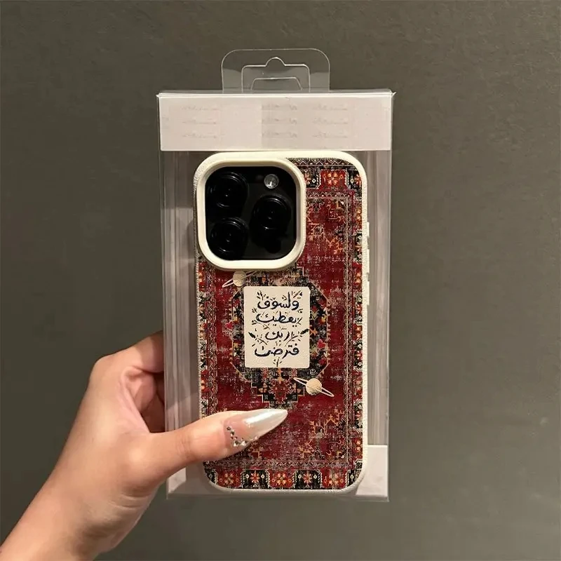 Funda de teléfono con patrón Rural rojo oscuro Vintage para iPhone 16 15 Pro Max 17 Air 14 13 12 11 16 15 Plus X XR XS cubierta trasera a prueba de golpes - imagen 4