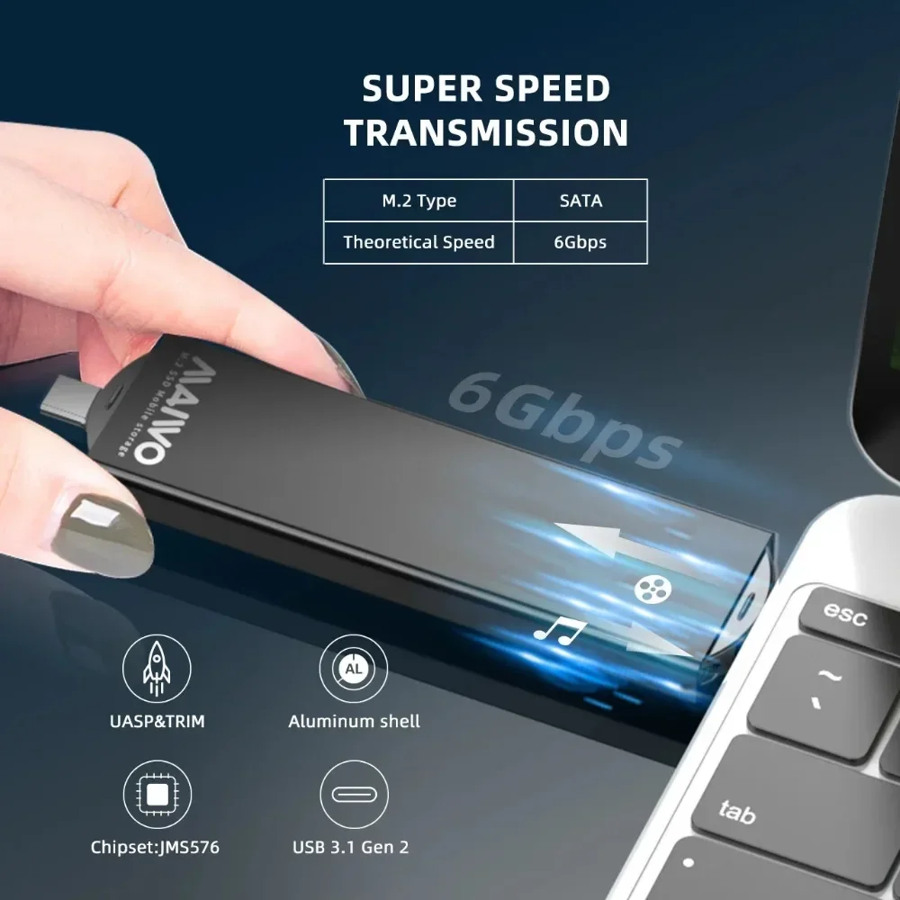 MAIWO-carcasa tipo C para unidad de estado sólido, carcasa para disco duro M.2 NGFF SATA HDD/SSD, USB3.0, 2230, 2242, 2260, 2280 - imagen 5