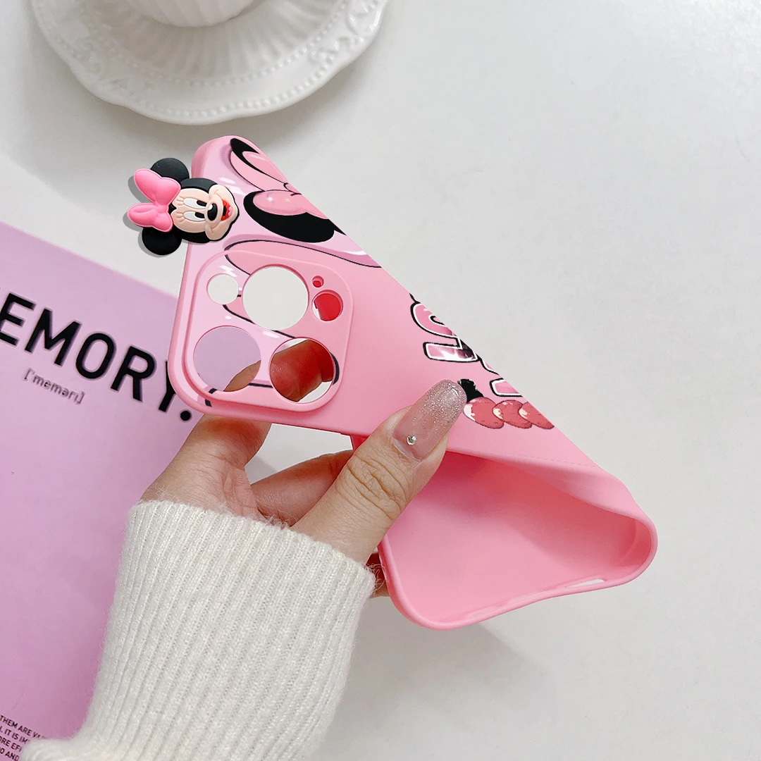 Para iPhone 16 15 14 13 12 11 XR Xs 8 7 6 Pro Max mini Plus Funda Minnie con capucha y cuerda de soporte - imagen 5