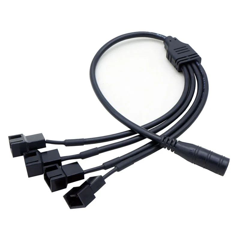 DC 5,5 mm x 2,1 mm hembra a ventilador PWM de 4 pines 2 3 4 5 piezas adaptador cable conector de fuente de alimentación