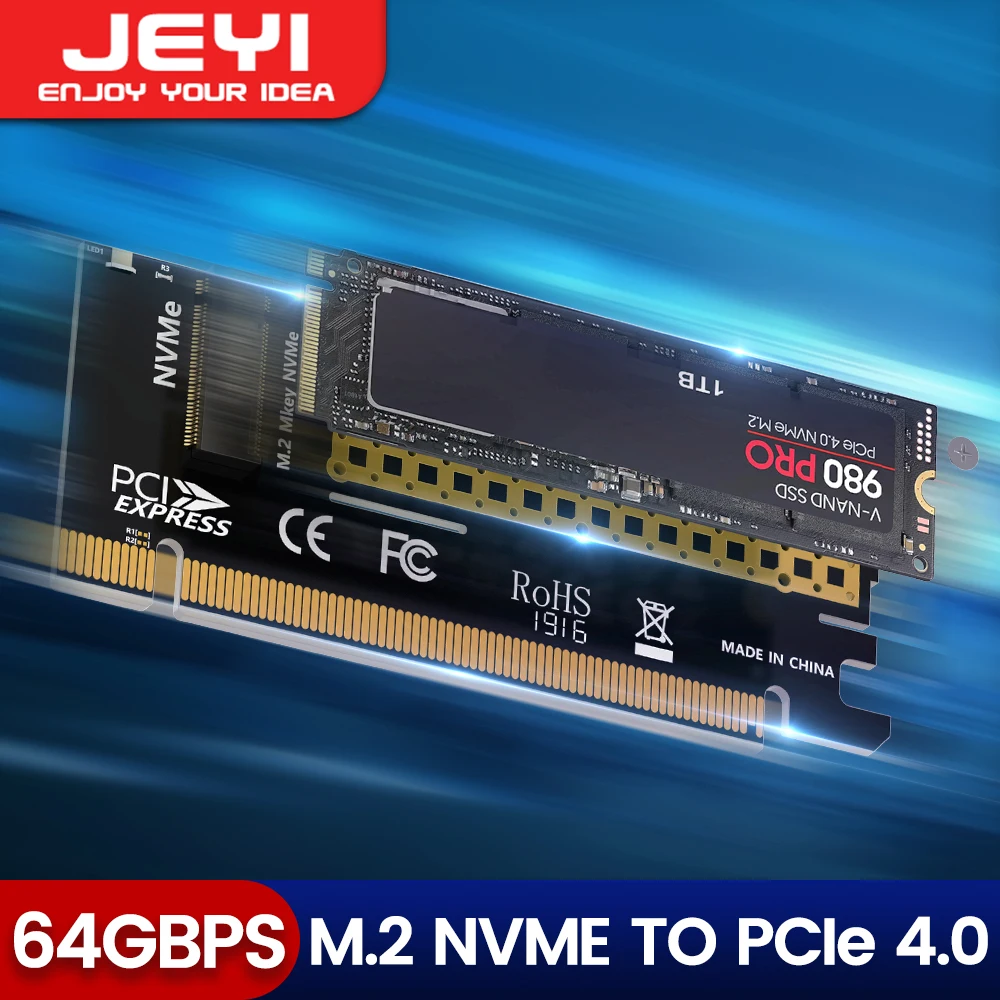 JEYI-adaptador M.2 NVME a 4,0 PCIe X16, tarjeta de expansión M.2 NVMe SSD a PCI-e 4,0, compatible con unidades de estado sólido 2280/60/42/30