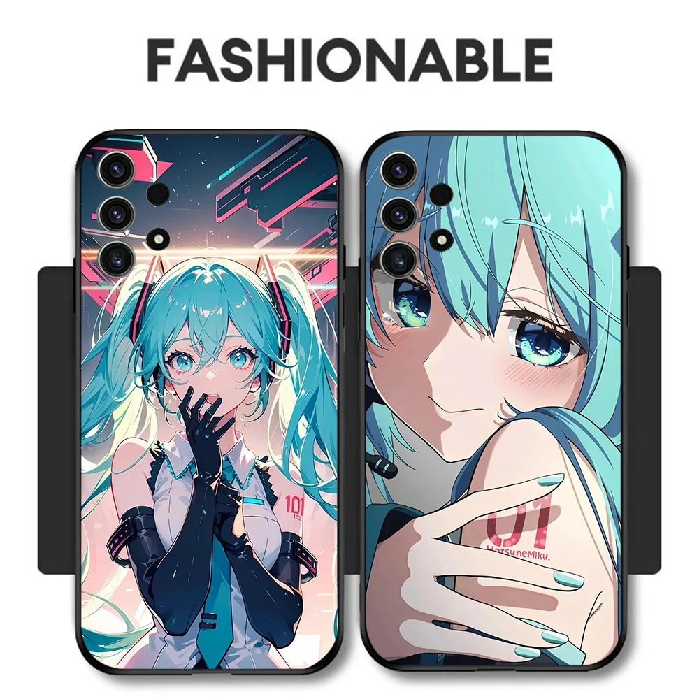 BD-32 Hatsune Mikus funda negra para Samsung A13 A52S A73 A72 A52 A33 A32 S22 Ultra Plus - imagen 2