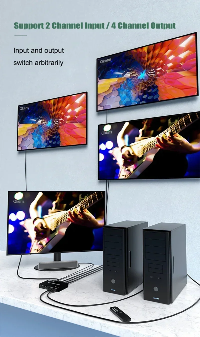 4K @ 60hz HDMI Matrix 2x4 2 en 4 salida HDMI2.0 divisor conmutador óptico 3,5mm Extractor de Audio convertidor de vídeo 3D para PS4/5 PC a TV - imagen 3