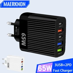 Cargador USB-C 65W Carga Rápida Múltiples Puertos