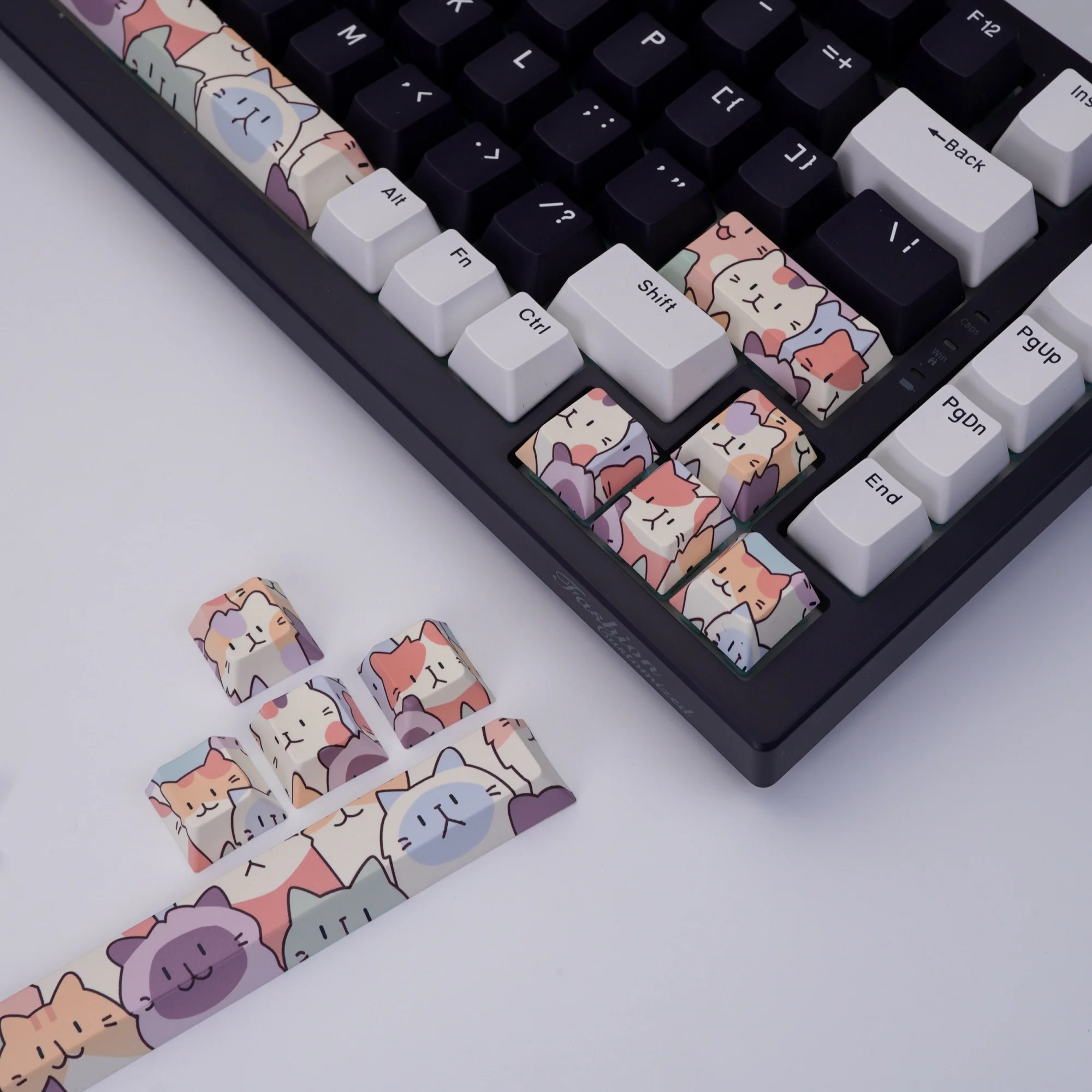 8 Uds. De teclas de gato bonito, perfil de cereza PBT, teclas de gatito personalizadas ESC/entrada/barra espacial/llave de dirección, Teclado mecánico DIY - imagen 2