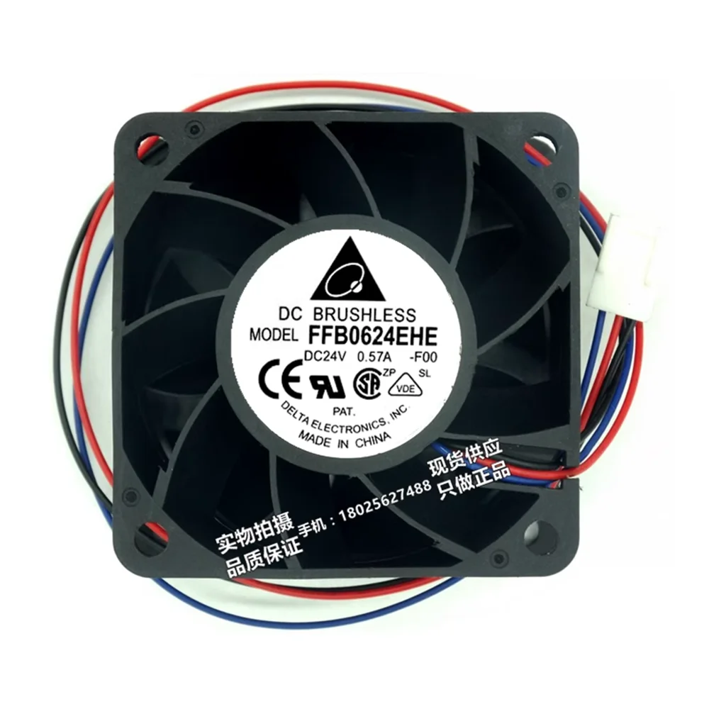 Delta Electronic FFB0624SHE BR00 24V DC 0.40A 60x60x38mm ventilador de refrigeración de servidor de 3 cables