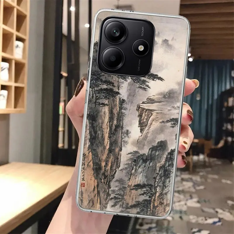 Funda de teléfono de silicona con pintura de tinta de estilo chino para Xiaomi Redmi Note 14 14S 13 12S 11 Pro Plus 11S 10 10S 11T 11E 4G 5G So - imagen 3