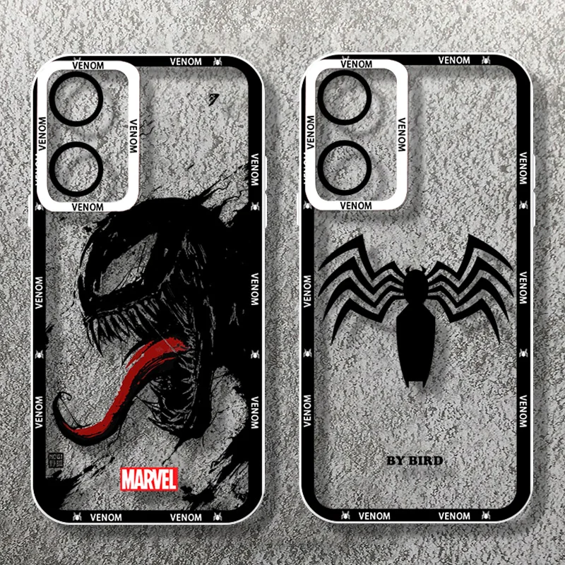 Marvel superhéroe venom cool para OPPO A98 A94 A92 A78 A76 A74 A72 A58 A54 A55 A36 A15 5G Angel Eyes funda transparente para teléfono