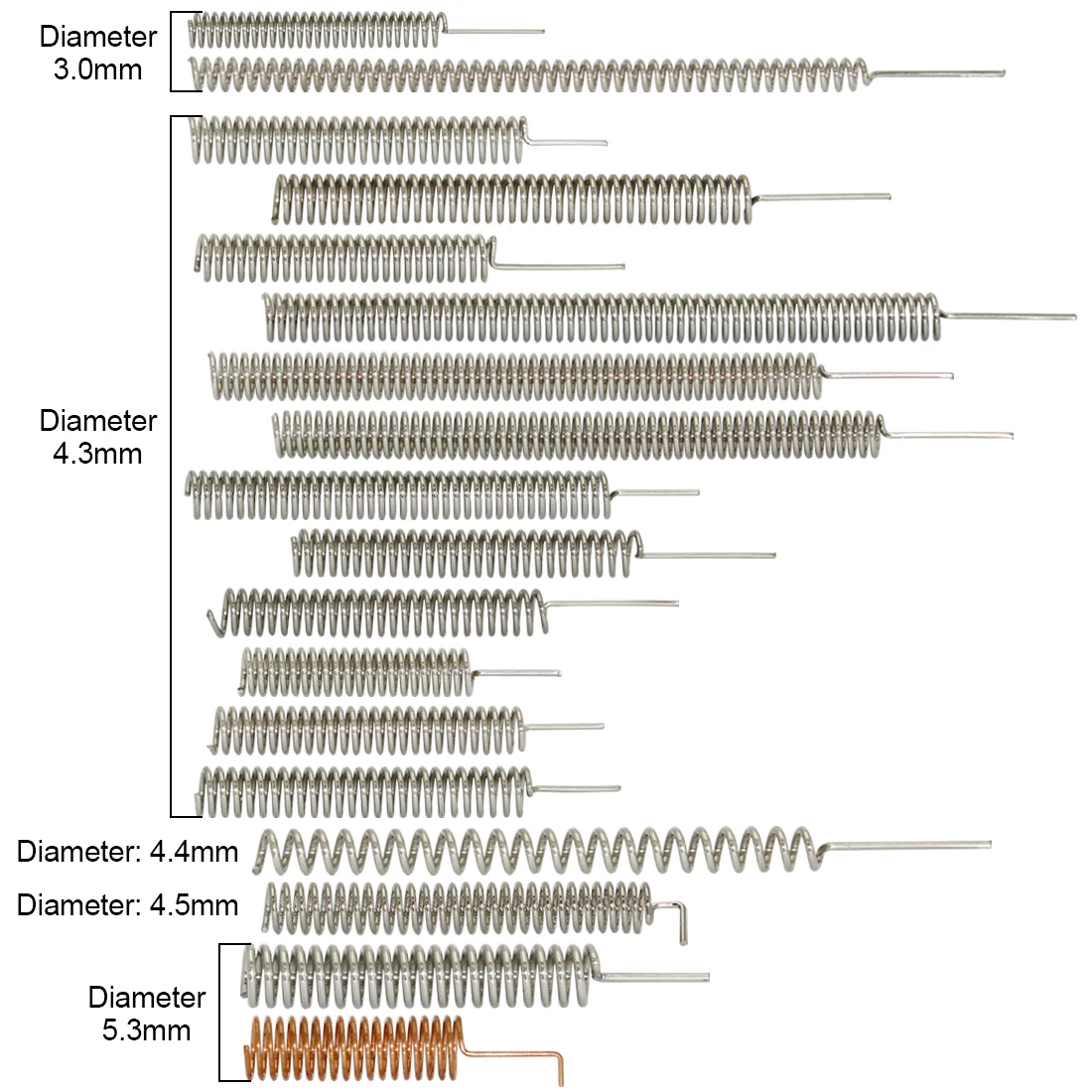 10 Uds 315/433/450/470/230/270/300MHz antena integrada resorte niquelado aéreo nuevo - imagen 2