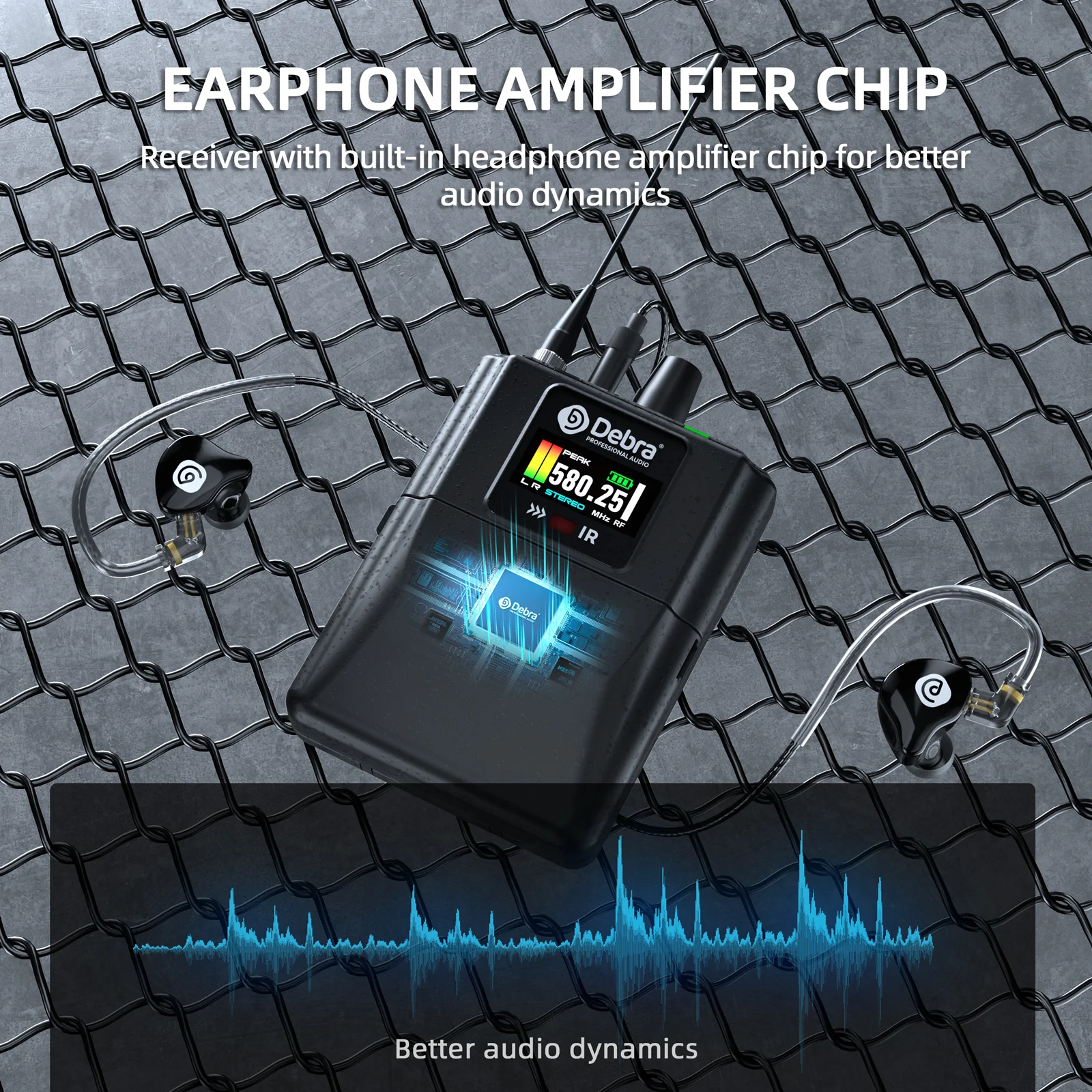 Sistema de monitorización intrauditiva inalámbrico Debra, transmisión UHF de ultra alta frecuencia (UHF) de alcance de 80 metros, para iglesias, escenarios - imagen 5