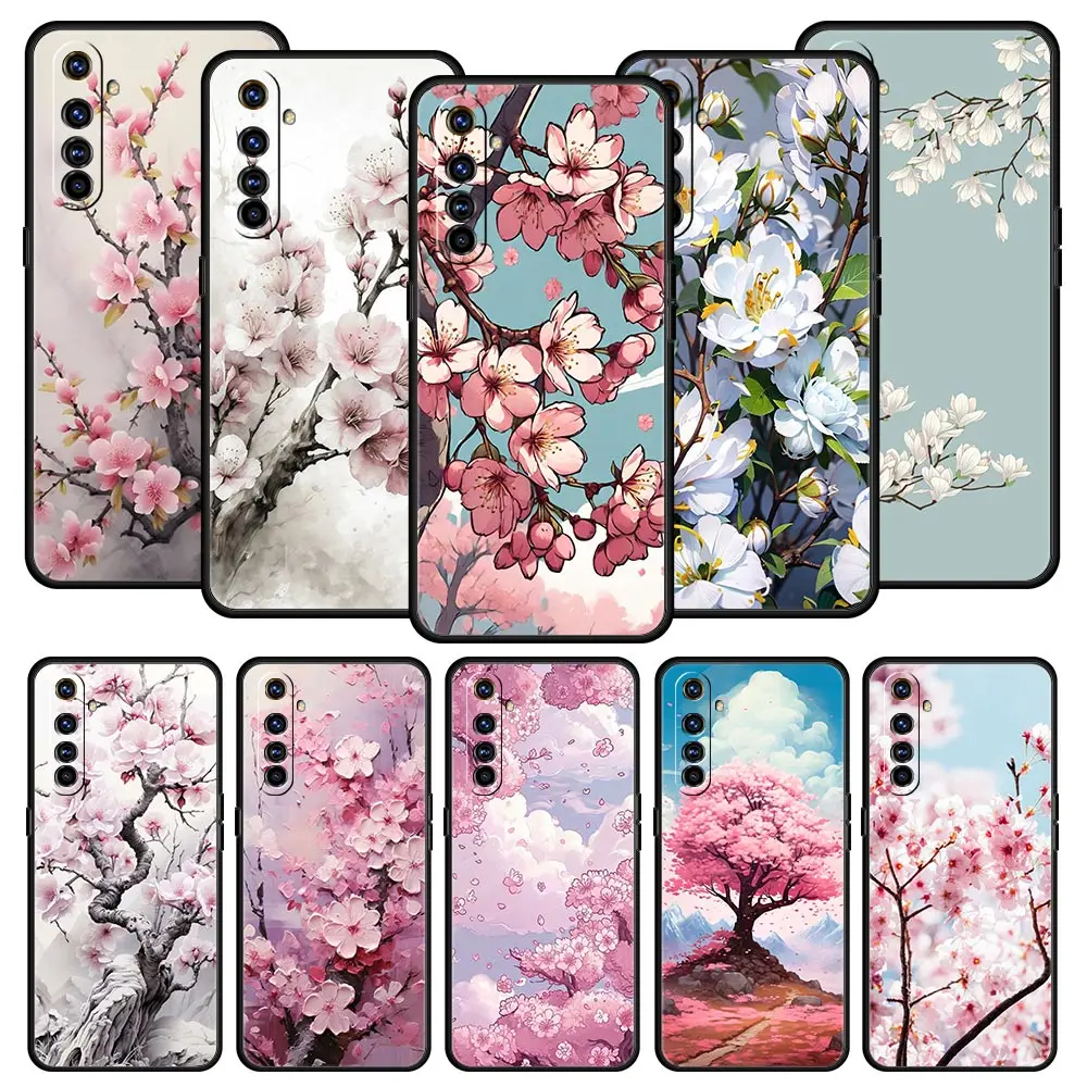 Funda de teléfono de árbol de flor de cerezo para Realme, 12, 11, 10, 9, 8, 5G, 7, 6, GT5, GT3, GT2 Pro Plus, C21, C11, C25, C35, GT Neo 2, 3, 3T, 5