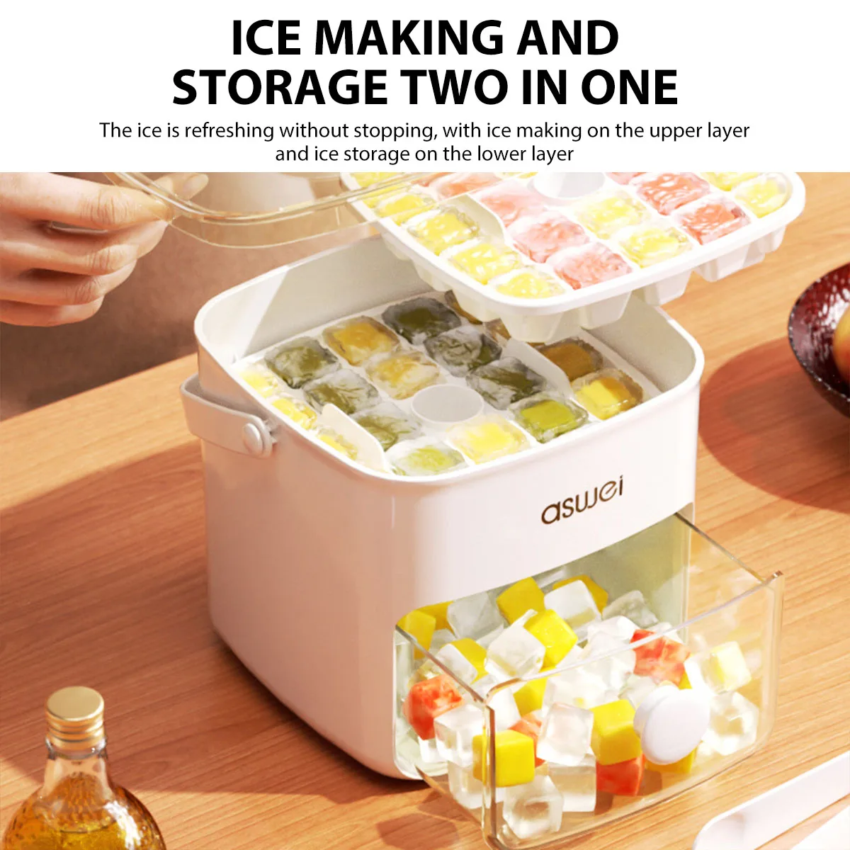 Molde para hacer cubitos de hielo de 48 rejillas, gran capacidad, helado de calidad alimentaria, molde para hacer cubitos de hielo, accesorios para el hogar, combinado con bebida de whisky y cóctel - imagen 5