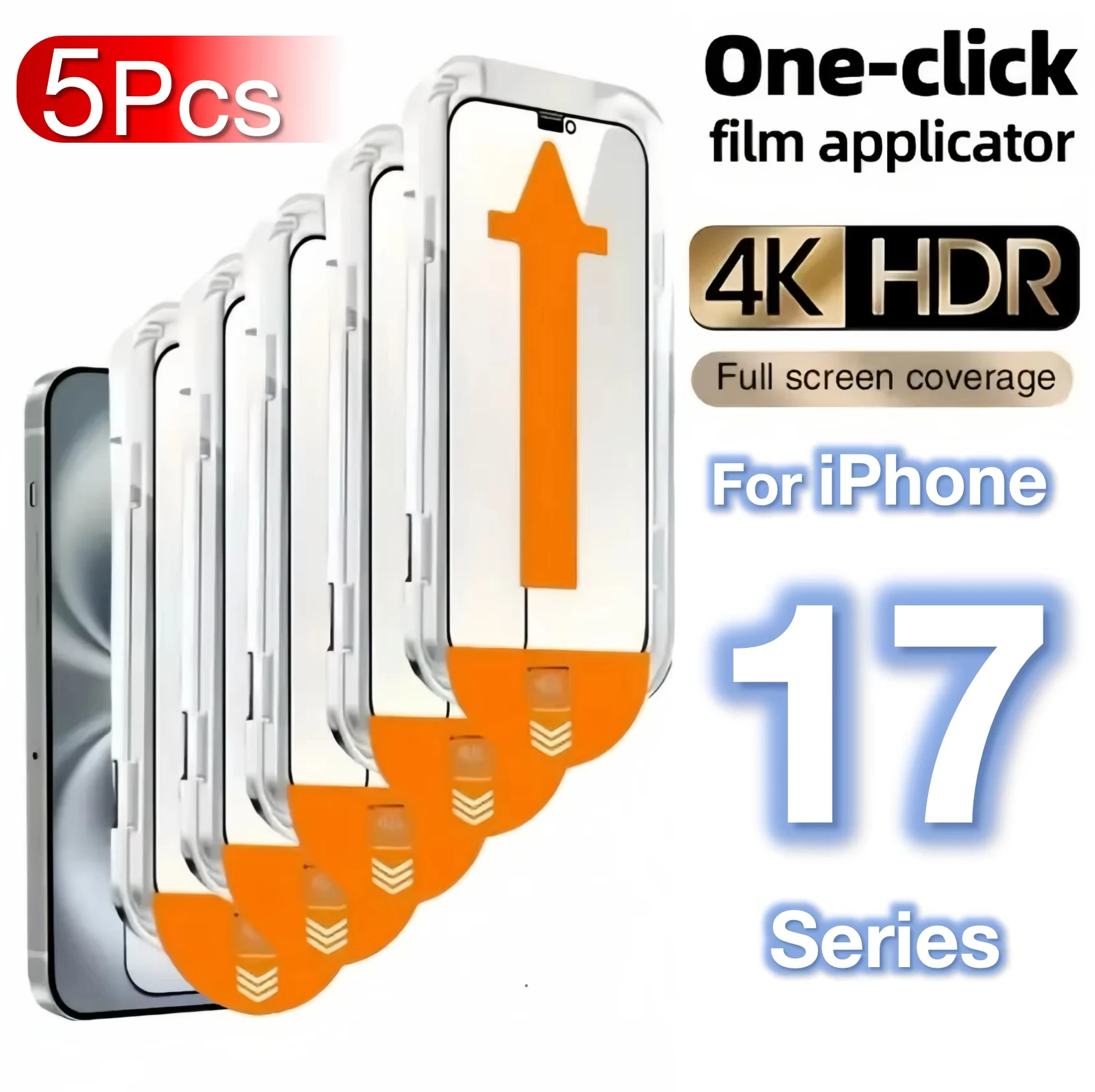 5 uds instalación sin polvo vidrio templado para Apple iPhone 17 16e 16 Pro Max 15 14 13 12 11 XS XR 6 7 8 Plus protectores de pantalla - imagen 2