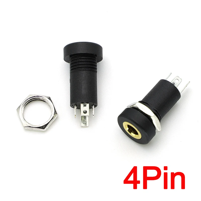 PJ-392A Conector de Audio de 3/4 pines y 3,5mm, montaje en Panel de soldadura estéreo de 3/4 polos, conector hembra para auriculares de 3,5mm con tuerca - imagen 3
