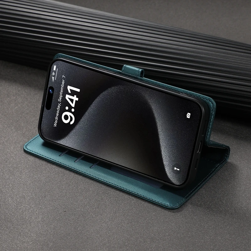 Funda tipo billetera para Xiaomi Poco X6 Pro, cubierta de cuero con patrón de cuadrícula para Xiaomi Poco X6 X5 Pro Mi PocoM6 M 6 M6 Pro 5G M5S Capa - imagen 5