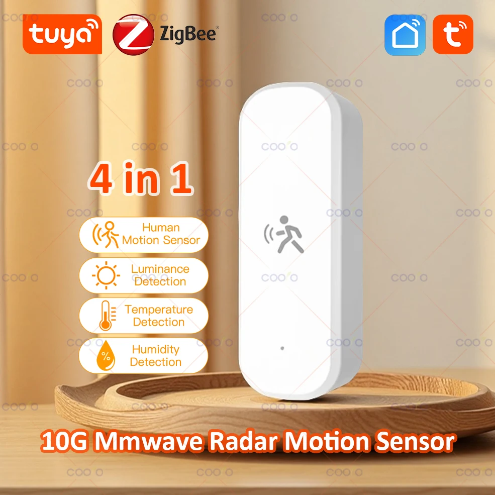 Sensor de movimiento humano 10G, Detector de Radar Tuya Zigbee MmWave con Sensor de humedad y temperatura de luminancia, Sensor PIR actualizado