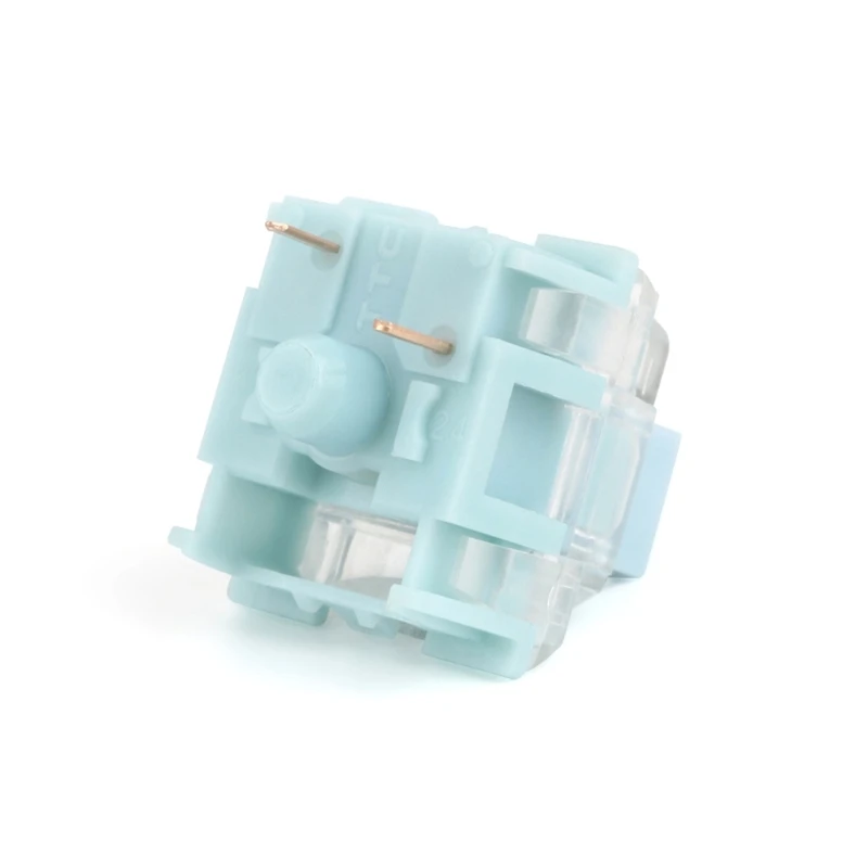 Interruptor silencioso TTC blanco azulado, silencioso táctil de 3 pines para teclado mecánico, silencioso, 42g, doble eje de resorte chapado en oro personalizado - imagen 4