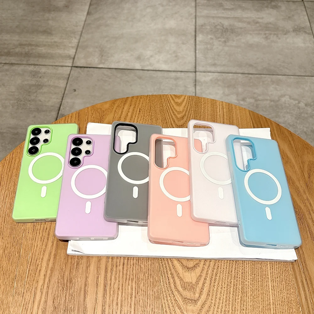 Funda a prueba de golpes 2 en 1 de grado militar para samsung s25 ultra 24 23 plus a16 a55 a54 Color caramelo silicona magnética Magsafe suave