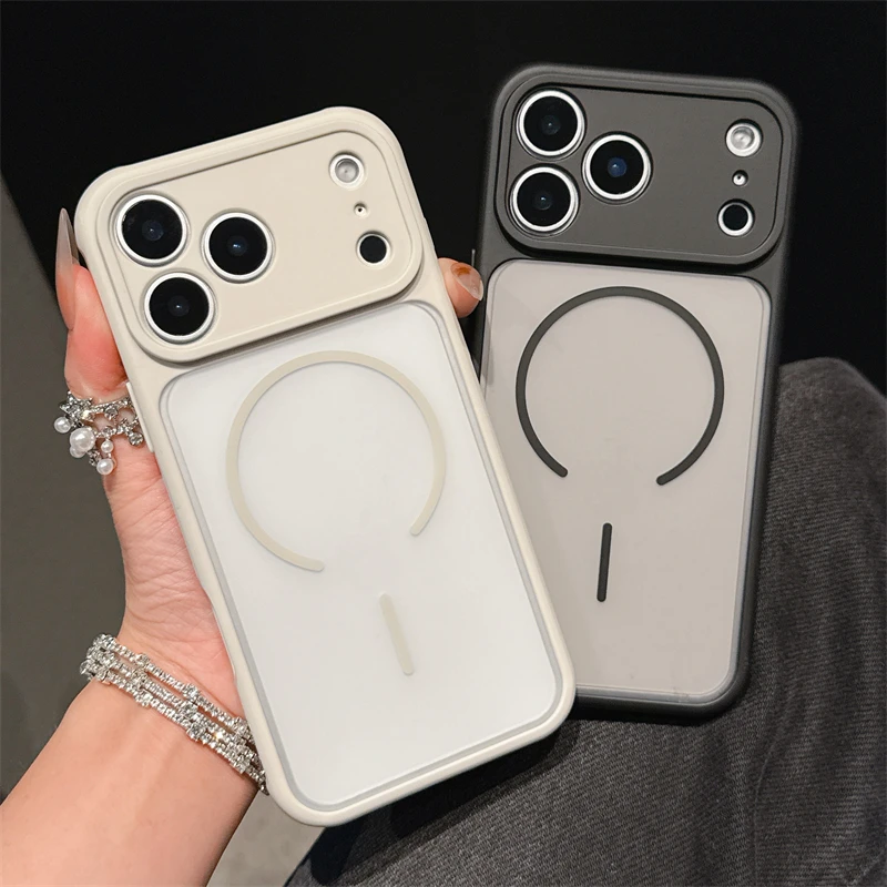 Funda magnética translúcida mate de lujo para iPhone 17 Air 16 15 14 13 12 11 Pro Max Plus para Magsafe Charge cubierta dura a prueba de golpes - imagen 4