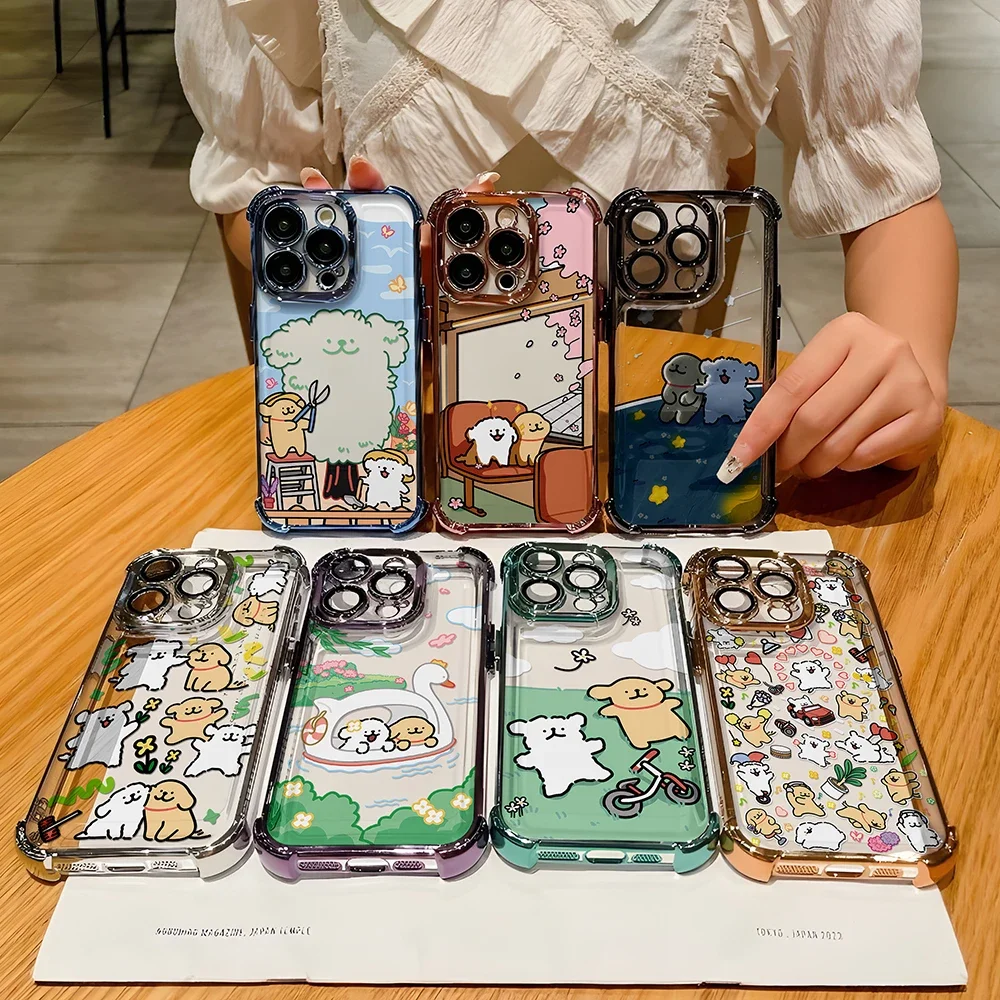 Funda chapada maltesa para cachorros de línea coreana para Infinix Hot 40i 30 30i 10s 9 Play Smart 8 Note 40 Spark Go cubierta anticaída a prueba de golpes