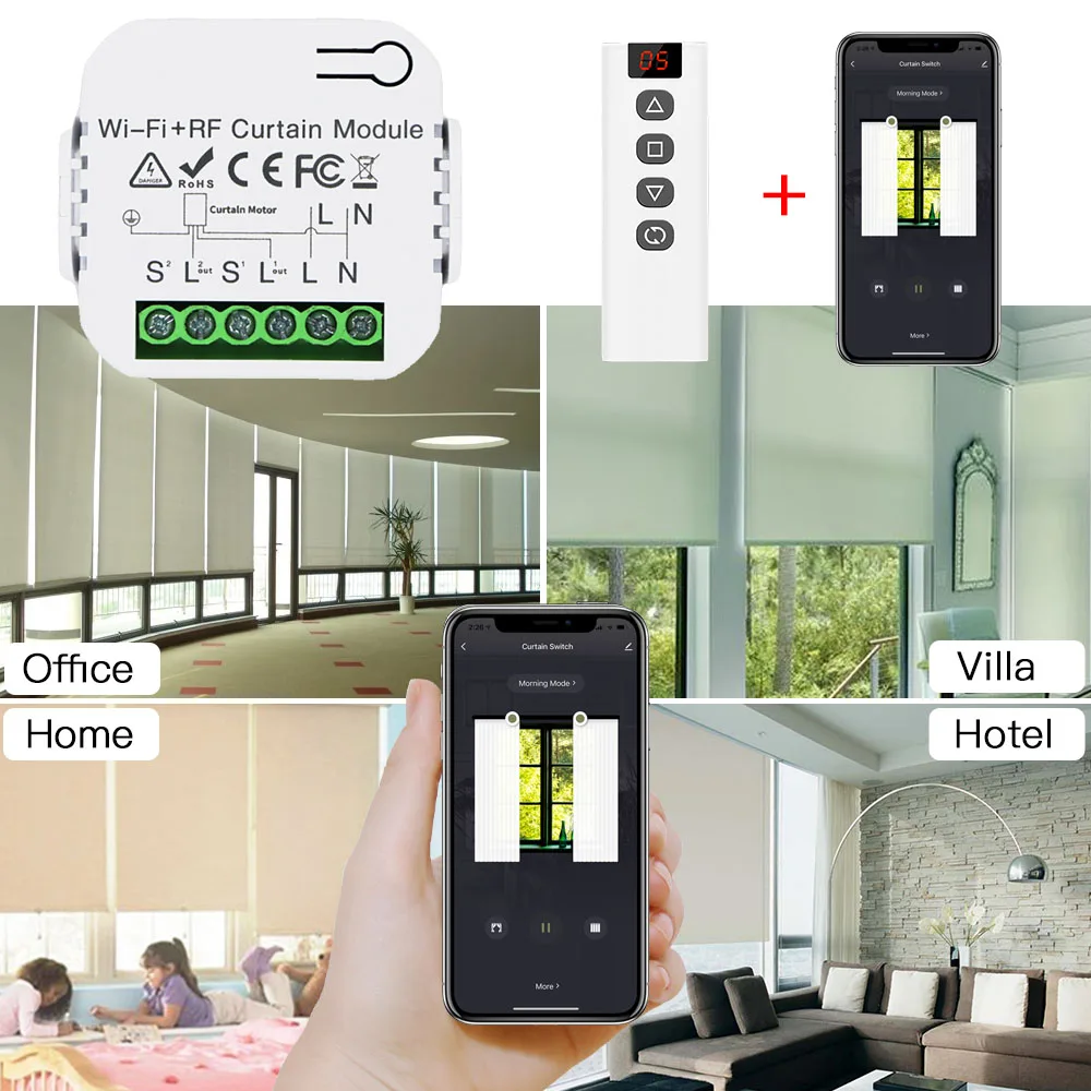 Tedeligo-Interruptor de cortina inteligente Tuya, módulo de Control de garaje, persianas enrollables, WiFi, RF, 5 CANALES, funciona con Alexa,110V, 220V 230V 240V - imagen 5