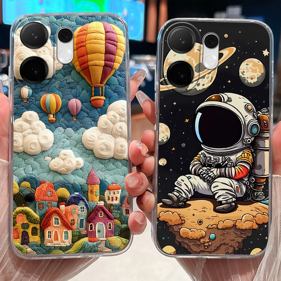 Para Vivo V60 V50 Lite V50E Funda de teléfono encantador dibujos animados suave TPU transparente silicona parachoques para Vivo V 60 V 50 Funda ligera - imagen 2