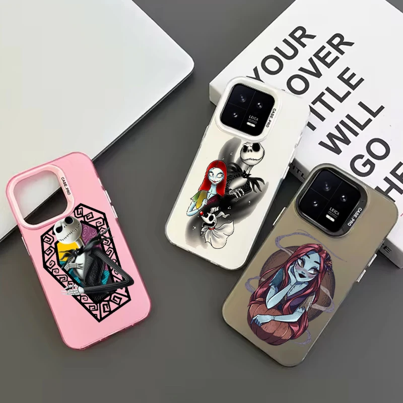 Jack esqueleto Sally para Xiaomi Redmi Note 13 12 11 11S 10 10T 9 Pro Plus funda de teléfono plateada de color mate