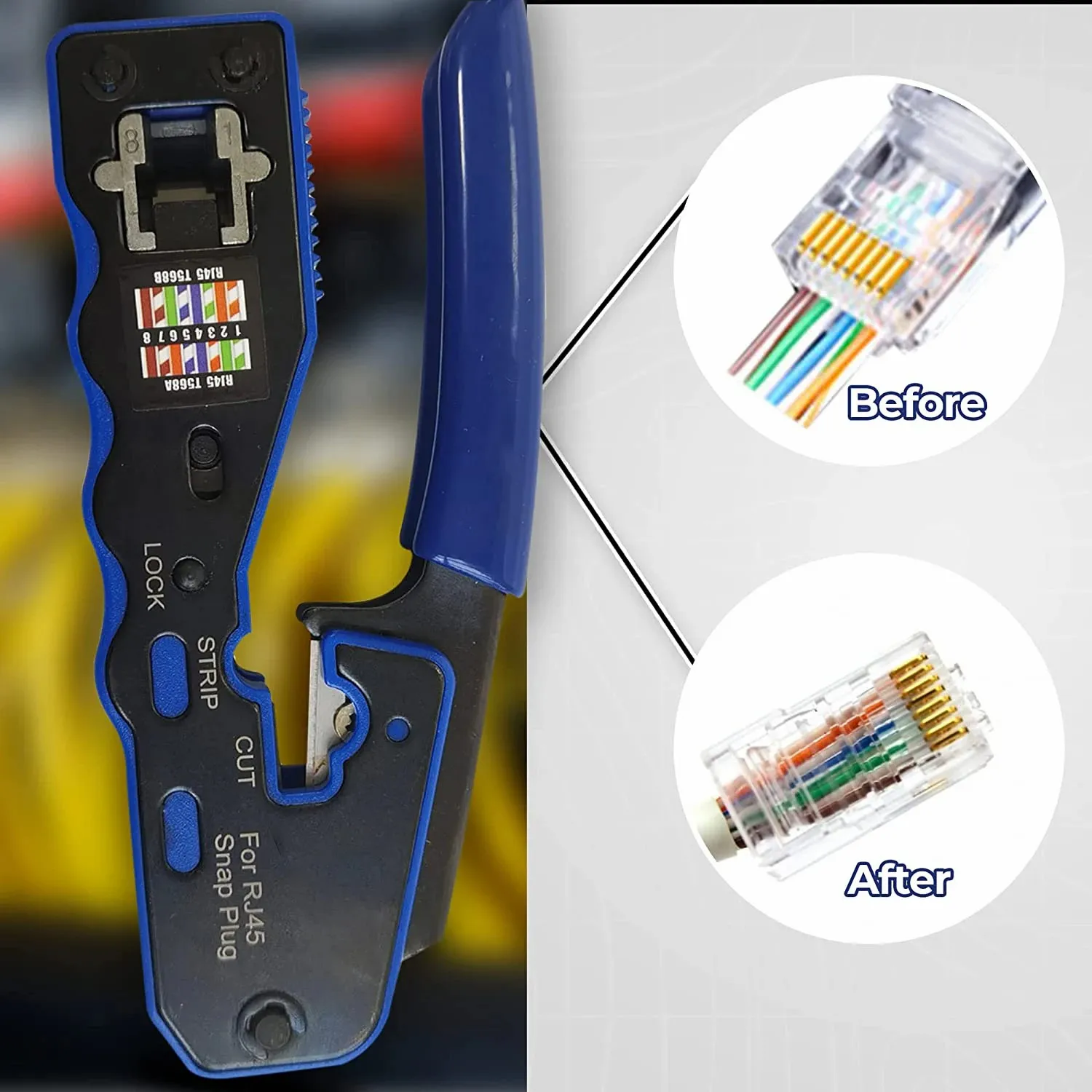 Herramienta de prensado ZOERAX RJ45 Cat6, engarzadora de paso con función de corte y pelado de cables, incluida hoja de repuesto - imagen 5