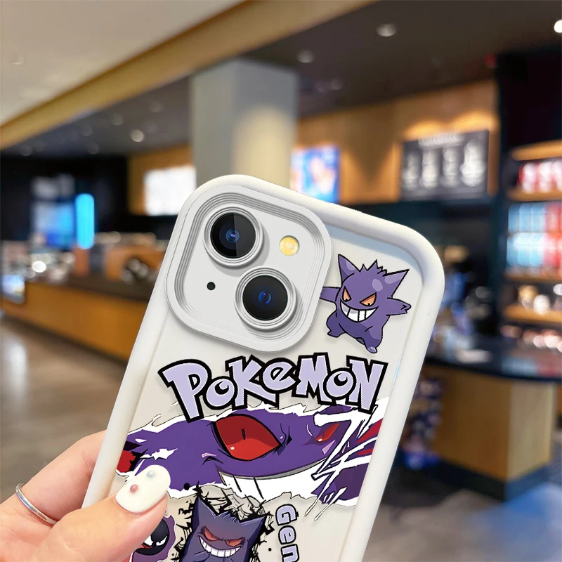 Bonita funda de teléfono de dibujos animados de Pokémon Gengar para iPhone, 16, 15, 14, 13, 12, 11 Pro Max, 16, 15, 14, 8, 7 Plus, X, XS Max, 8, 7, TPU, a prueba de golpes - imagen 5