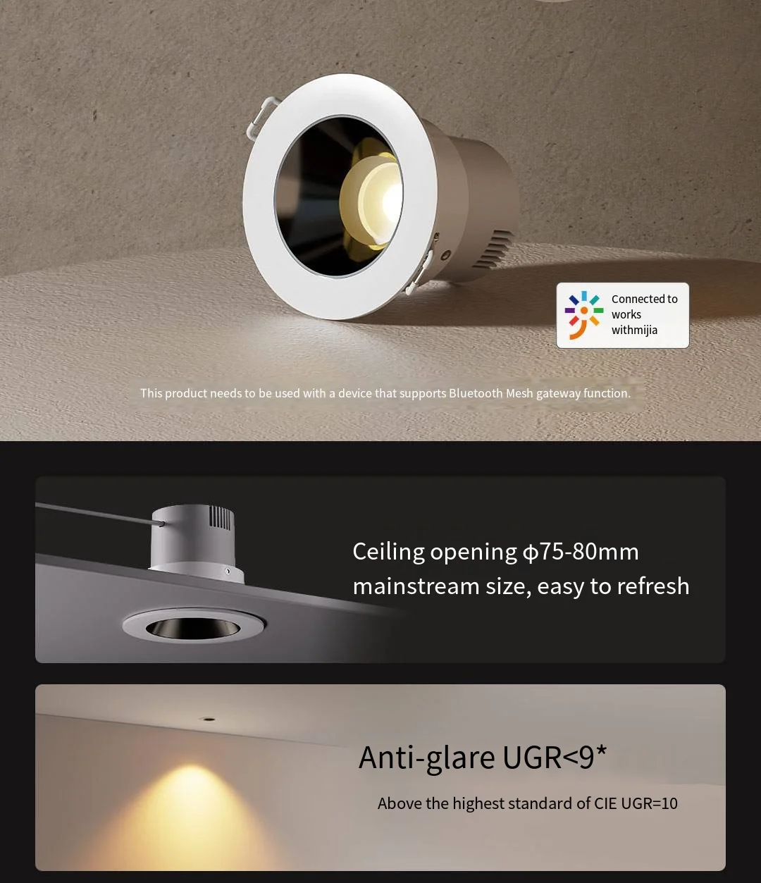 Xiaomi Mijia-foco LED inteligente de malla, lámpara de techo Led empotrada regulable continua para interiores, luz para el hogar para sala de estar - imagen 4