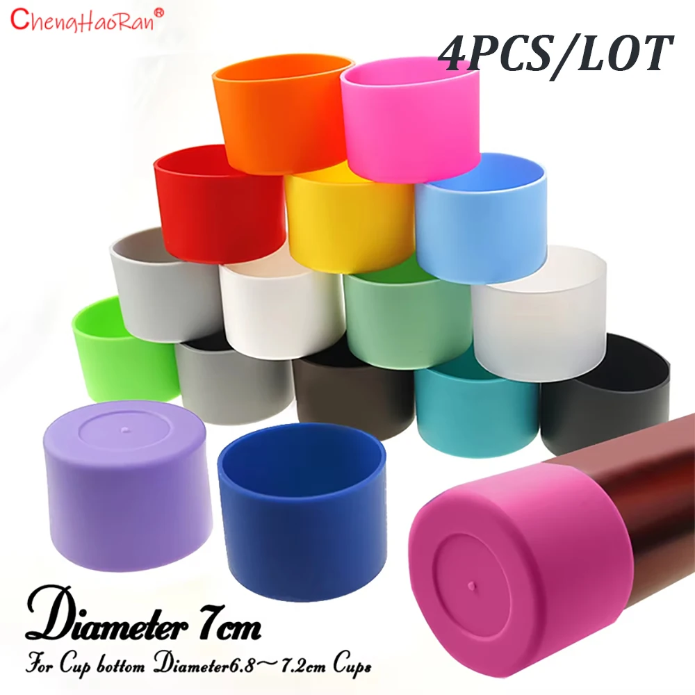 4 unids/lote 7cm funda protectora de funda inferior de taza de silicona suave para botella de té de agua de vidrio accesorios antideslizantes - imagen 2