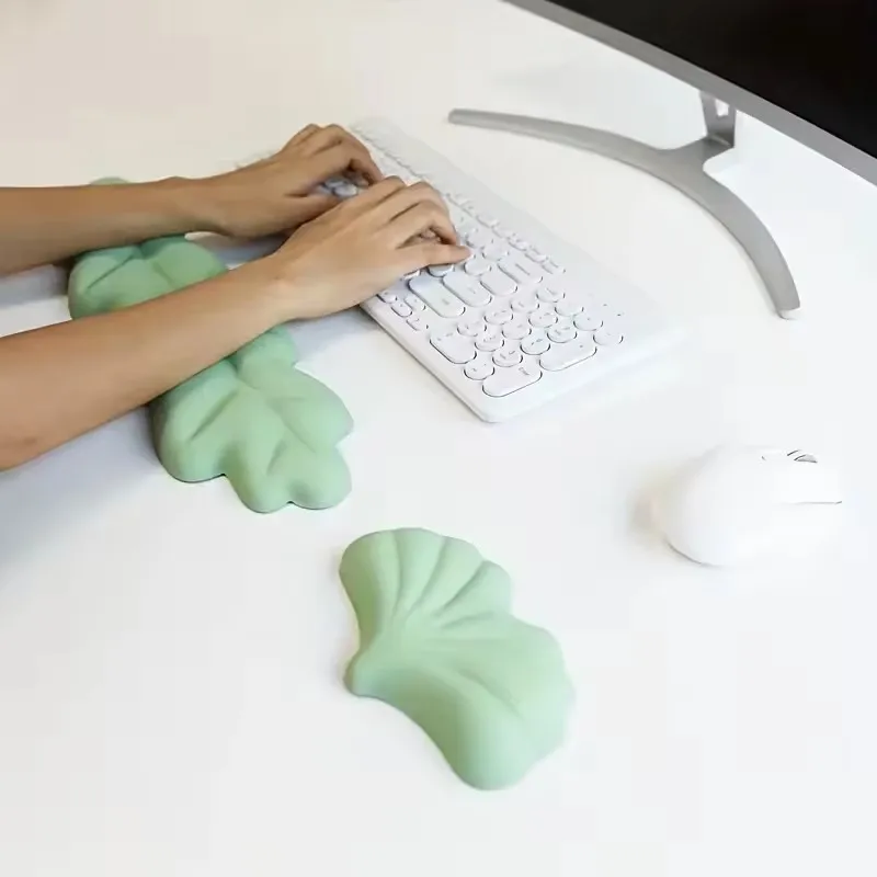 Protector de muñeca para teclado de hojas, protector de muñeca en la nube, alfombrilla para ratón, memoria de espuma de Lycra ergonómica, soporte antideslizante para oficina - imagen 2