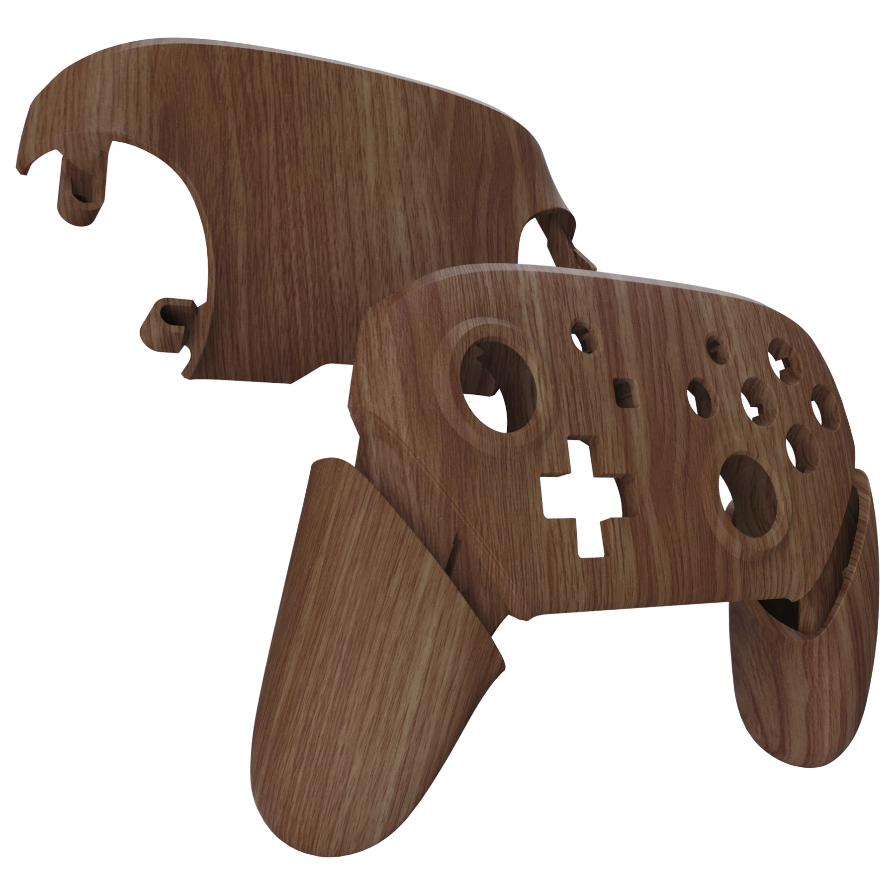 EXtremeRate-manijas de placa posterior para Nintendo Switch Pro, mango de placa frontal, grano de madera, tacto suave, botones de carcasa de repuesto - imagen 4