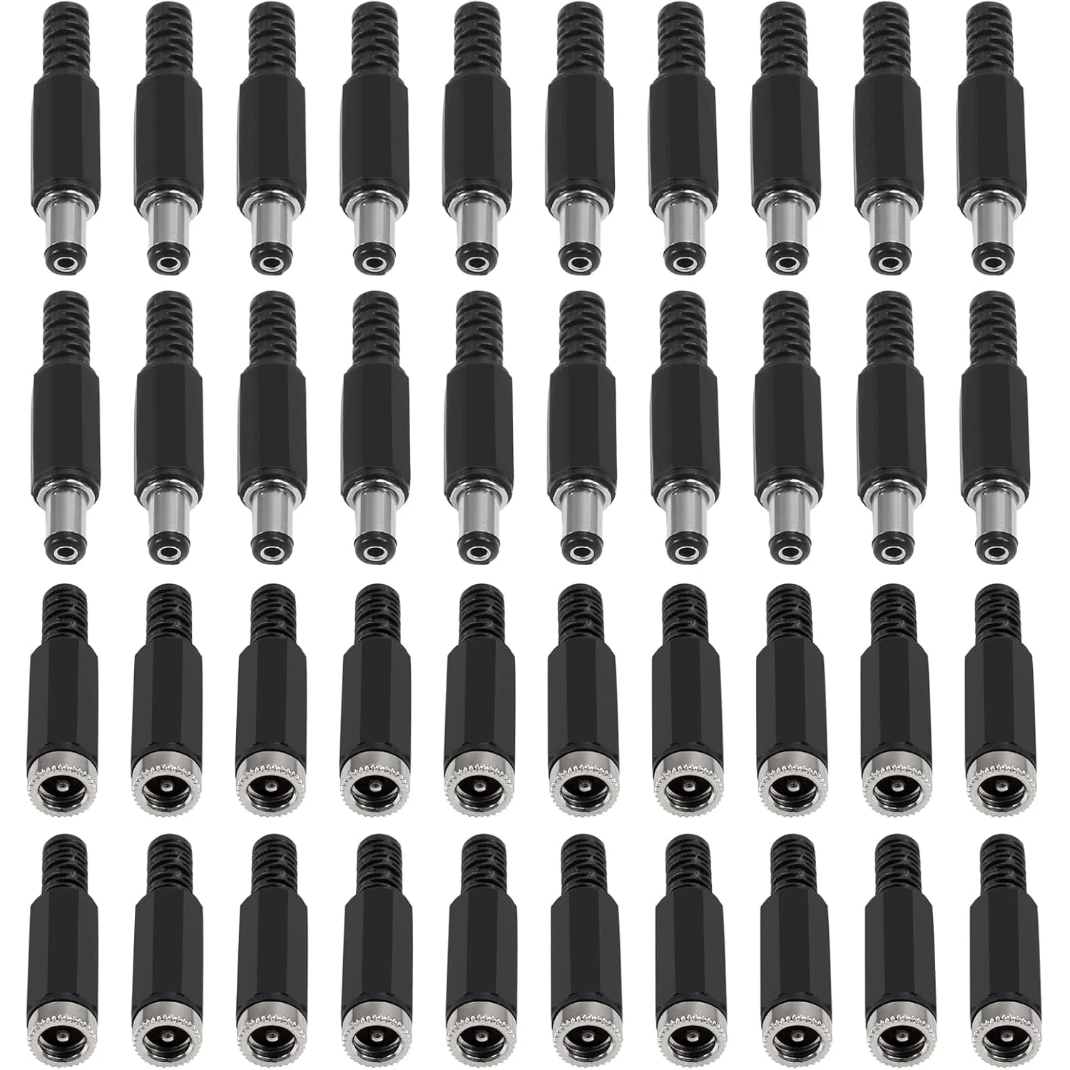 20 pares (40 uds) enchufe CC 5,5mm x 2,1mm hembra conector de barril CC conectores CC de soldadura 5,5x2,1mm enchufe de alimentación CC conector macho hembra