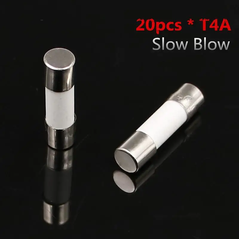 Fusible cerámico cilíndrico de soplado lento, 5x20mm, 250V, T1A, T2A, T2.5A, T3.15A, T4A, T5A, T6.3A, T8A, T10A, 20 unidades - imagen 2