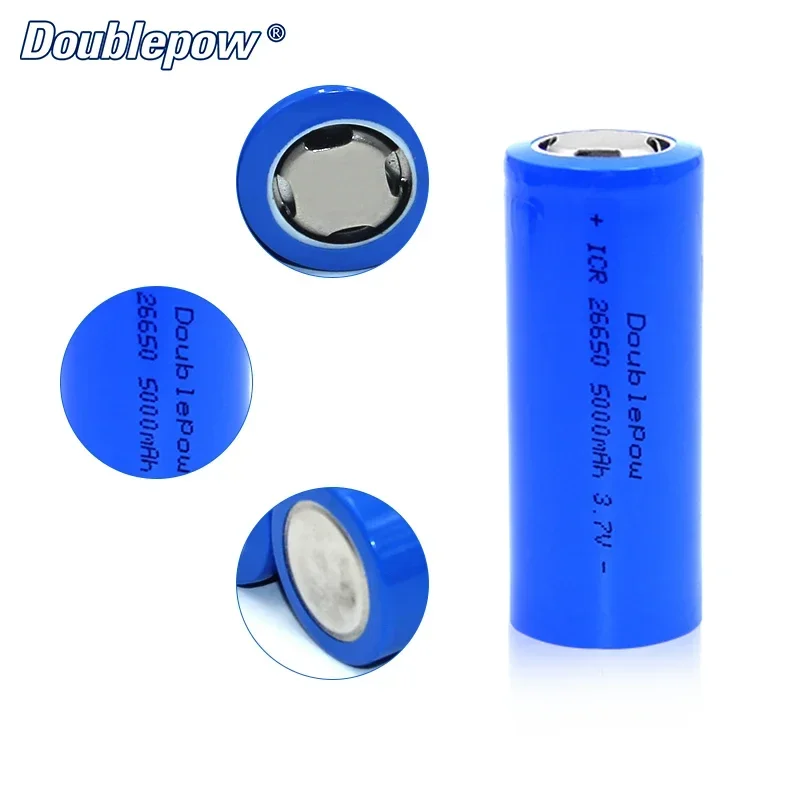 Doublepow 26650 batería de litio recargable 3,7 V 5000mAh baterías de iones de litio para linterna lámpara de minería micrófono inalámbrico - imagen 5