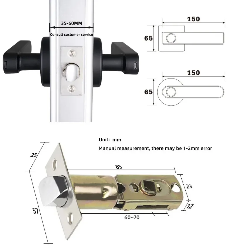 Tuya-cerradura de puerta electrónica inteligente con huella dactilar, cerrojo de un solo pestillo, llave de perno muerto/contraseña/desbloqueo por aplicación para puerta interior de madera/Metal - imagen 5