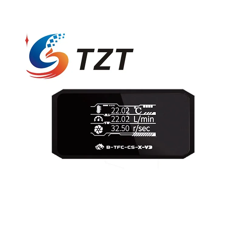 TZT B-TFC-CS-X-V3 1-30LPM Sistema de enfriamiento de agua Monitor Medidor de flujo Termómetro con HD OLED 5-12VDC - imagen 2