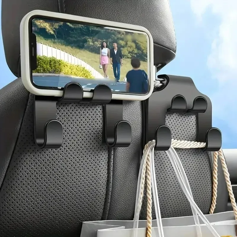 Gancho para asiento trasero de coche, almacenamiento colgante, soporte para teléfono móvil, soporte para reposacabezas perezoso para iPhone, Samsung, Xiaomi, todos los teléfonos - imagen 2
