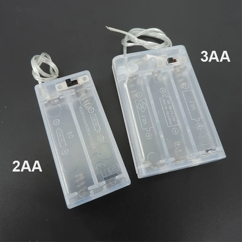 Caja transparente con soporte para pilas AA, 2solt, 3solt, 3V, 4,5 V, caja organizada con cables para soldar - imagen 2