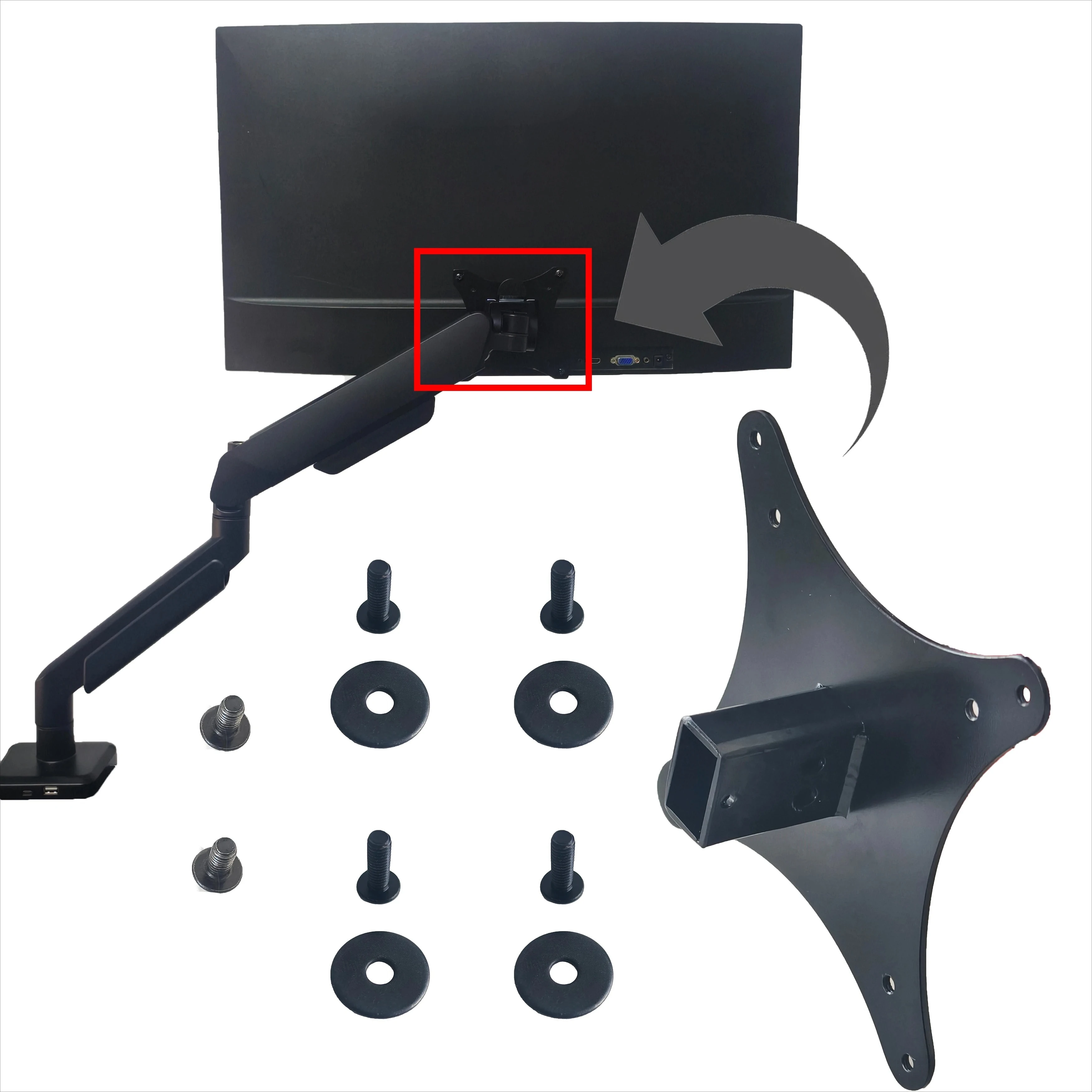 Brazo de monitor/adaptador de soporte VESA de montaje para AOC 27B1H 27B1 24B1XH 24B1H 24B1 22B1H 22B1HS pantalla a soporte/montaje de escritorio