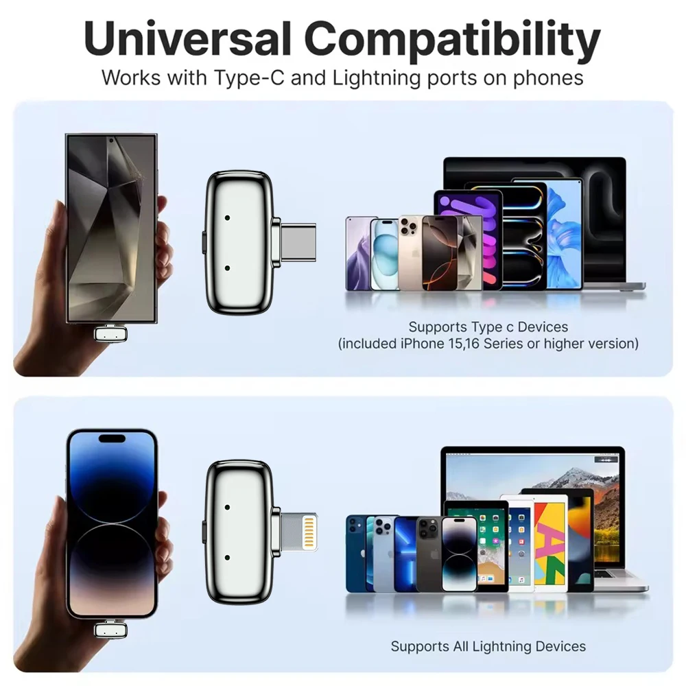 Haomuren Mini micrófono Lavalier inalámbrico para iPhone Series Android tipo C teléfonos inteligentes grabación en vivo entrevista Vlog M6 - imagen 5