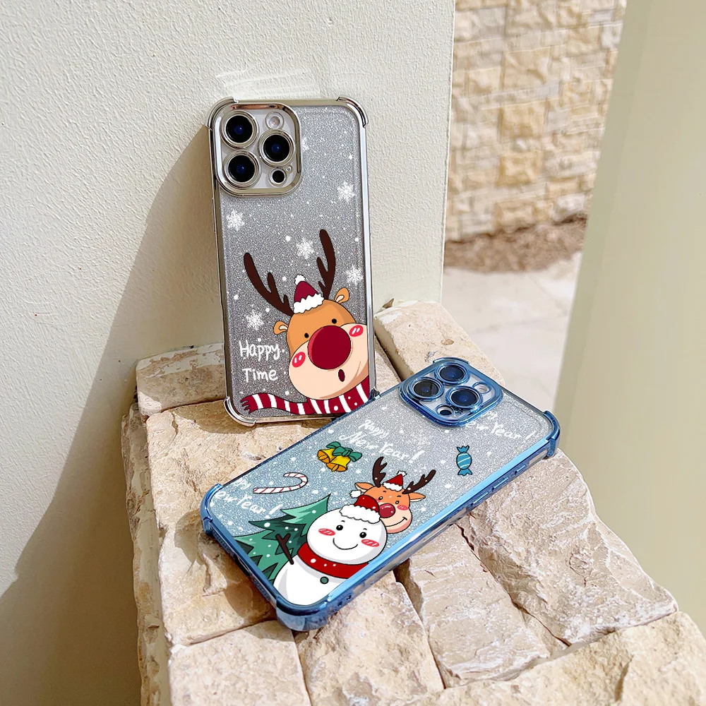 Funda chapada de renos navideños de dibujos animados para Xiaomi Redmi 13C 14C 12C 10C 9A K50 Note 13 12 11 9 4G 5G cubierta anticaída a prueba de golpes - imagen 5