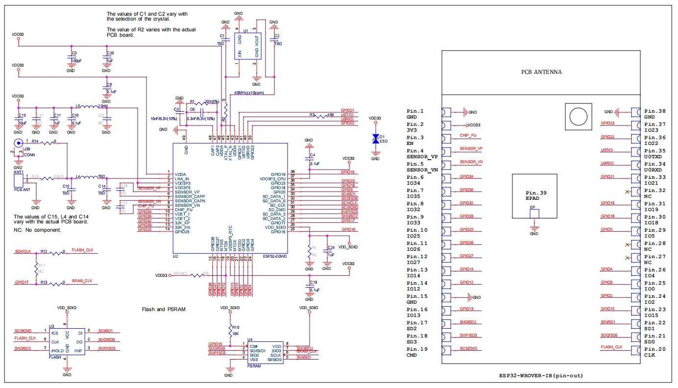 Módulo Espressif ESP32-WROVER-IB ESP32-WROVER-IB-N16R8 Módulo Wi-Fi/Bluetooth de doble núcleo - imagen 2