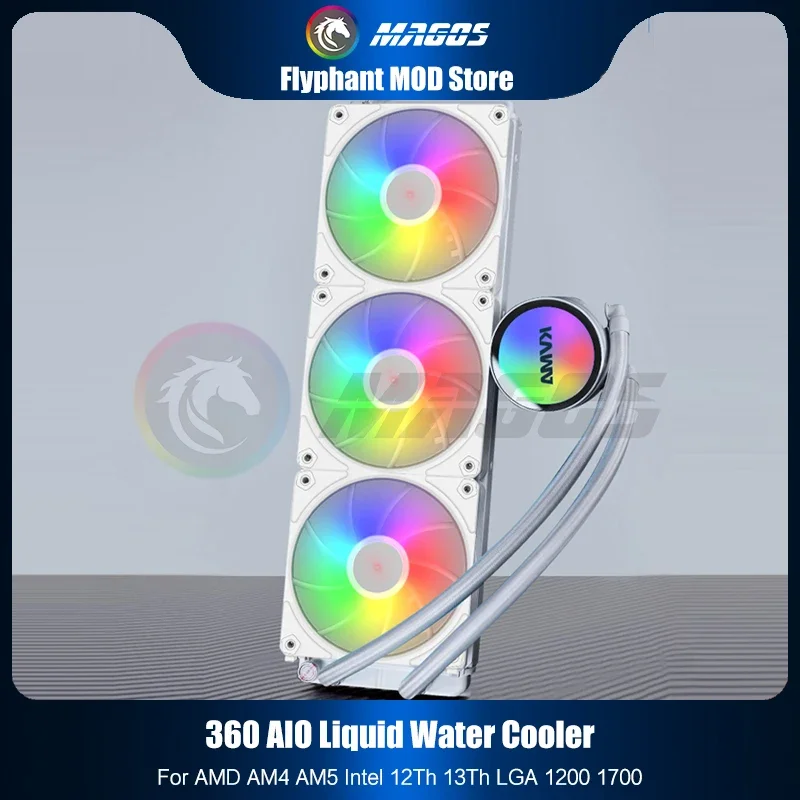 CPU Watercooler AIO caja de ordenador PC Kit de refrigeración por agua para AMD AM4 AM5 Intel 12Th 13Th LGA 1200 1700 360 AIO enfriador de agua líquida - imagen 2