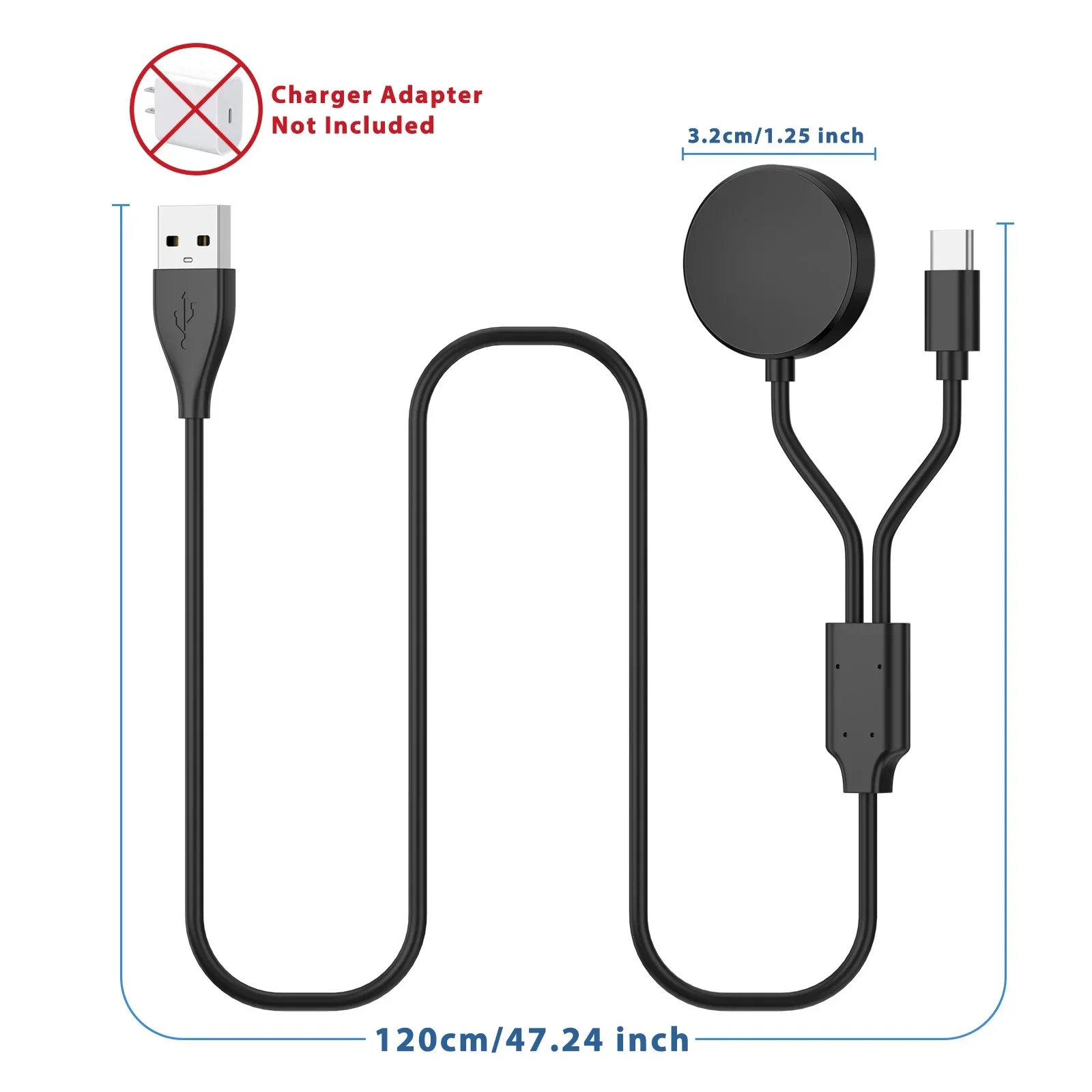 Cargador USB C para Samsung Galaxy Watch 4 6 Classic 43mm 47mm 46mm 42mm/Galaxy Watch 3 4 5 6 Cable de carga para Samsung Galaxy W - imagen 3