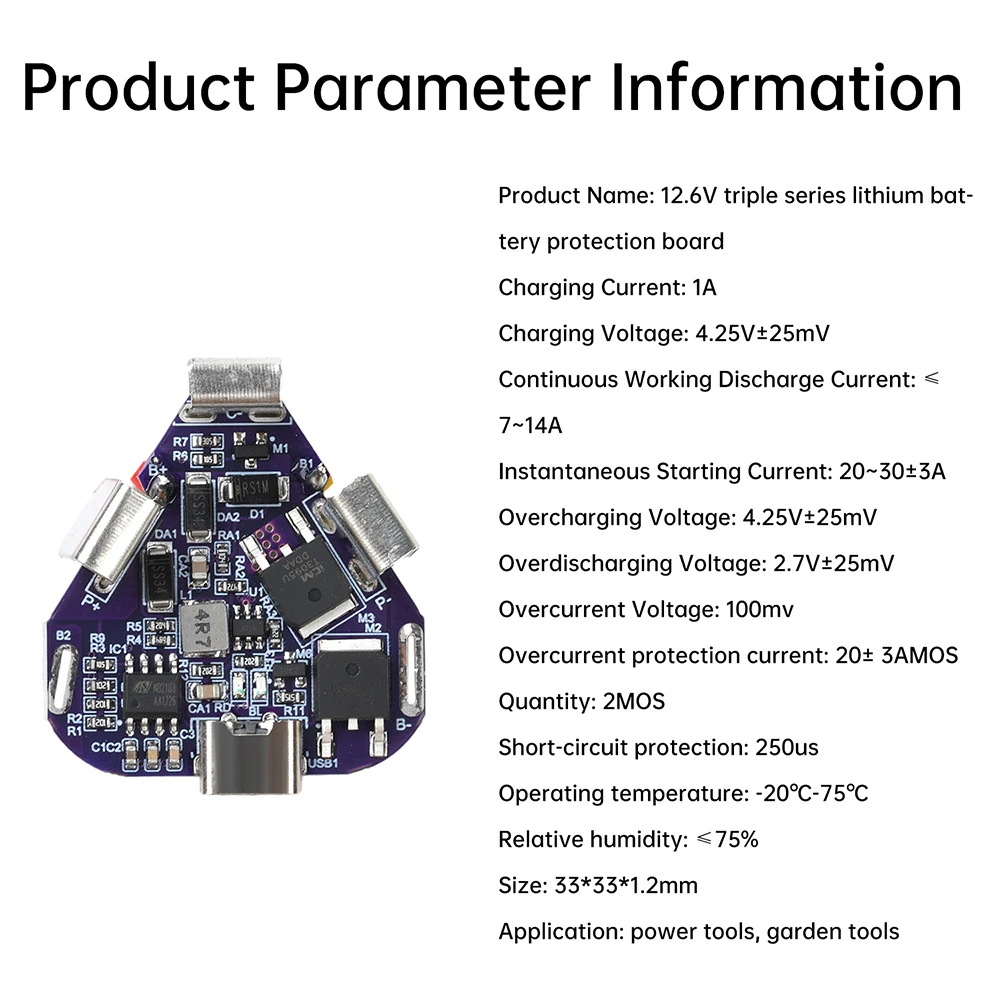 BMS 12,6 V 3S 20A puerto de carga tipo C 18650 Placa de protección de batería de litio sobre descarga/protección contra cortocircuitos - imagen 4