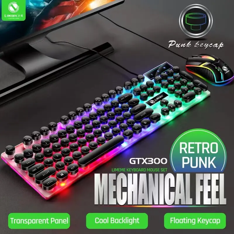 Iluminación USB con cable teclado de escritorio para ordenador portátil teclado luminoso juego de ratón de oficina teclado ratón