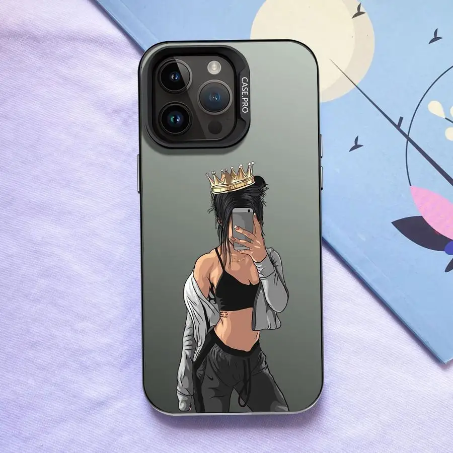 Funda trasera de teléfono con dibujos animados para mujer urbana para iPhone 14 16 17 Pro Max 11 17Air 13 15 Plus 16e XR XS 12 - imagen 5