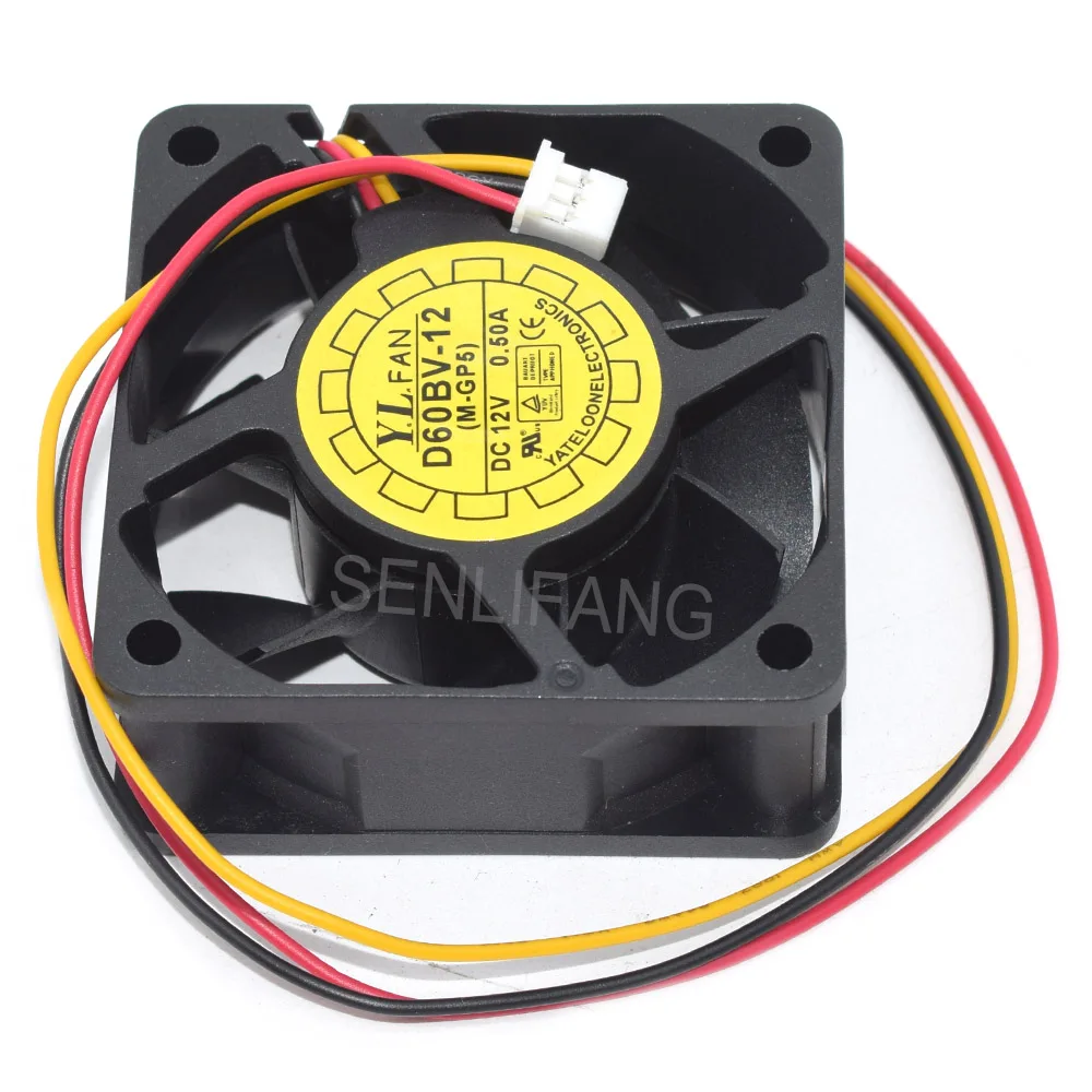 D60BV-12 DC12V 0.50A 60*60*25MM 6CM 3Pin - imagen 2